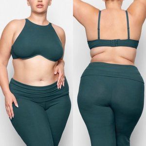 Skims Soft Lounge Underwire High Neck Bra in Teal XS
